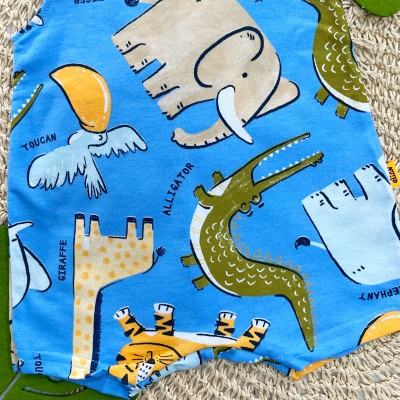  Conj. Camiseta e Jardineira Bichinhos - Azul